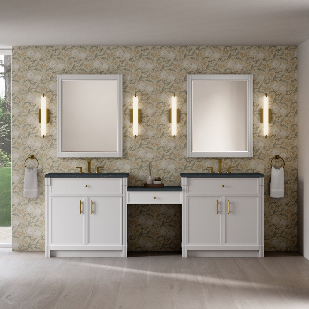 James Martin - Bellshire 96" Dual Vanity Set with 24" Make-Up Counter, Bright White w/3 cm Charcoal Soapstone Silestone Top - 660-VMC96-BW-3CSP view 2