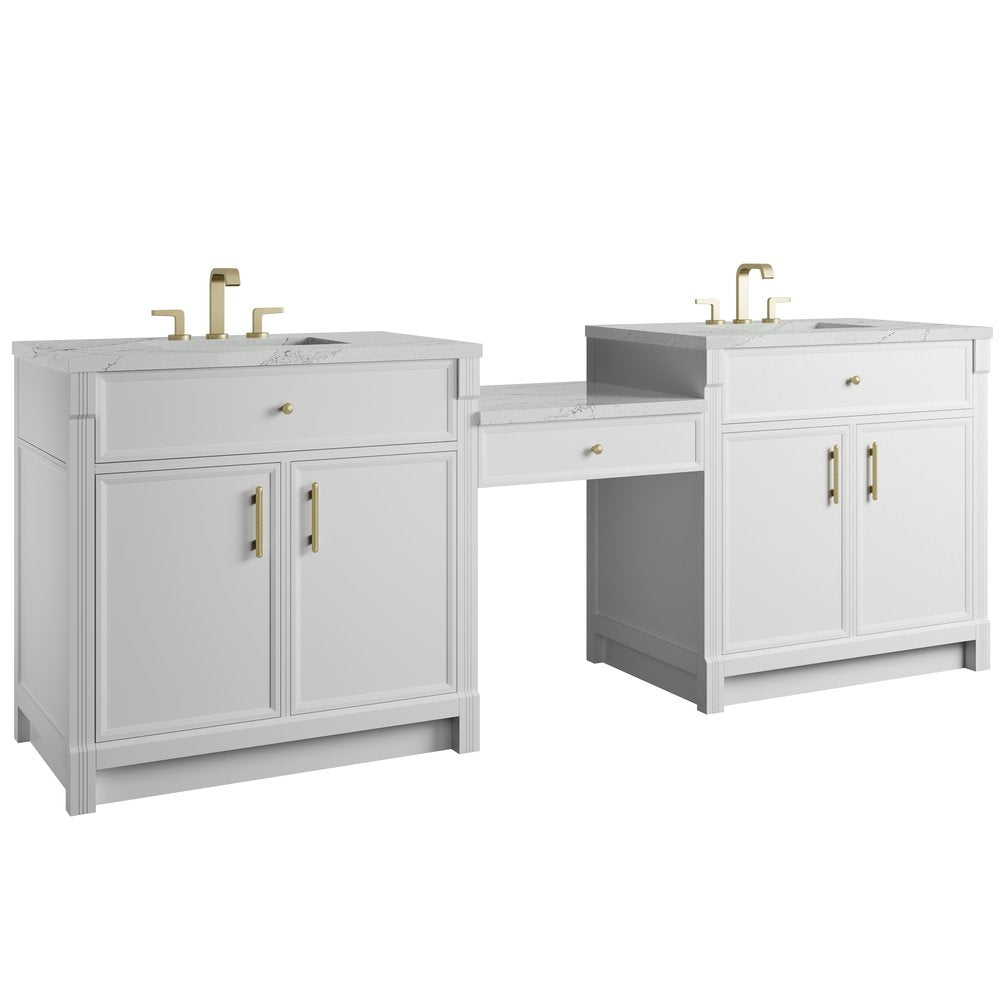 James Martin - Bellshire 96" Dual Vanity Set with 24" Make-Up Counter, Bright White w/3 cm Ethereal Noctis Silestone Top - 660-VMC96-BW-3ENC view 5