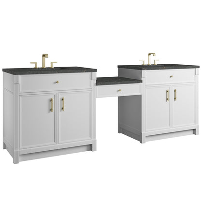 James Martin - Bellshire 96" Dual Vanity Set with 24" Make-Up Counter, Bright White w/3 cm Parisien Bleu Silestone Top - 660-VMC96-BW-3PBL view 5