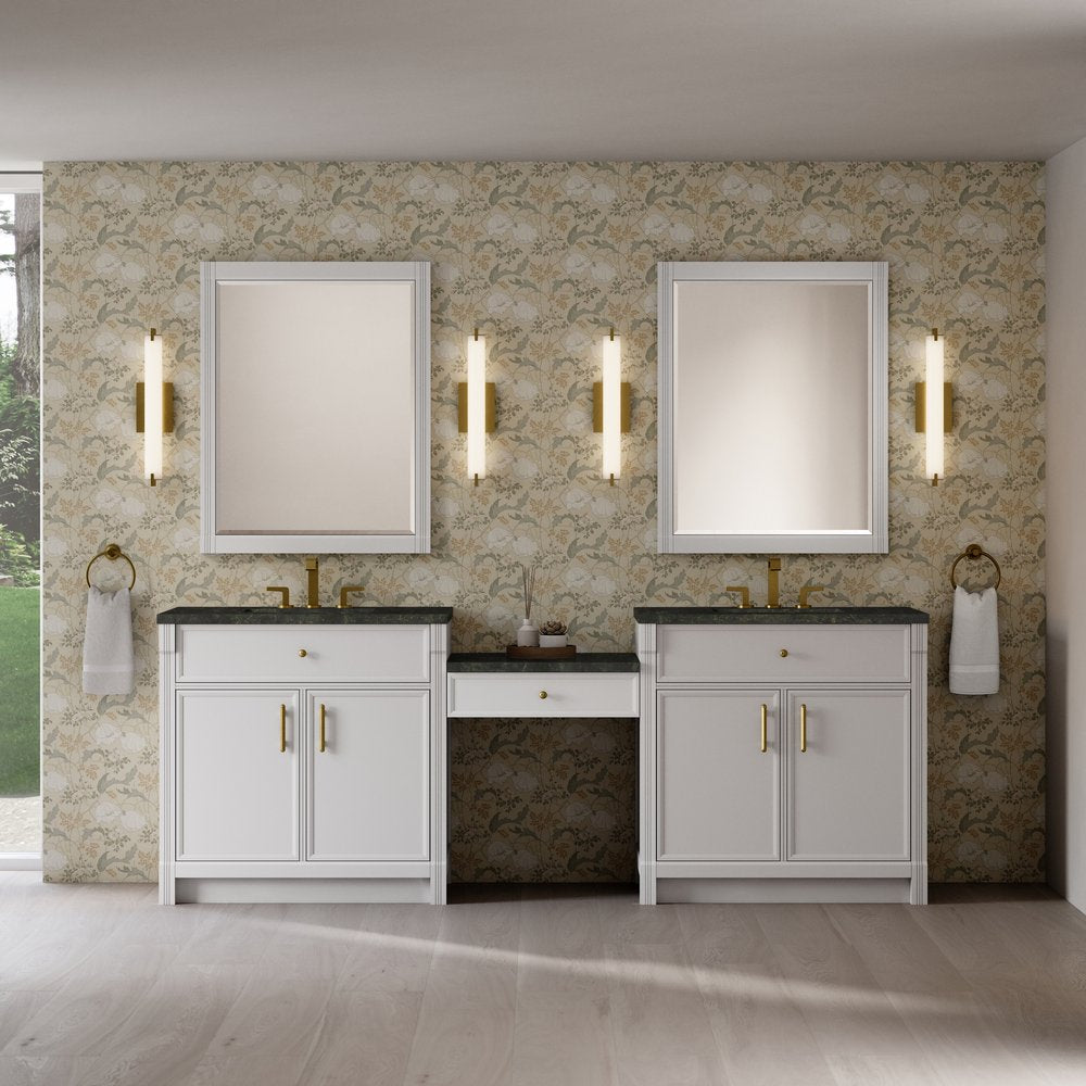 James Martin - Bellshire 96" Dual Vanity Set with 24" Make-Up Counter, Bright White w/3 cm Phantome Eclos Top - 660-VMC96-BW-3PHT view 2