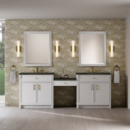 James Martin - Bellshire 96" Dual Vanity Set with 24" Make-Up Counter, Bright White w/3 cm Phantome Eclos Top - 660-VMC96-BW-3PHT view 2