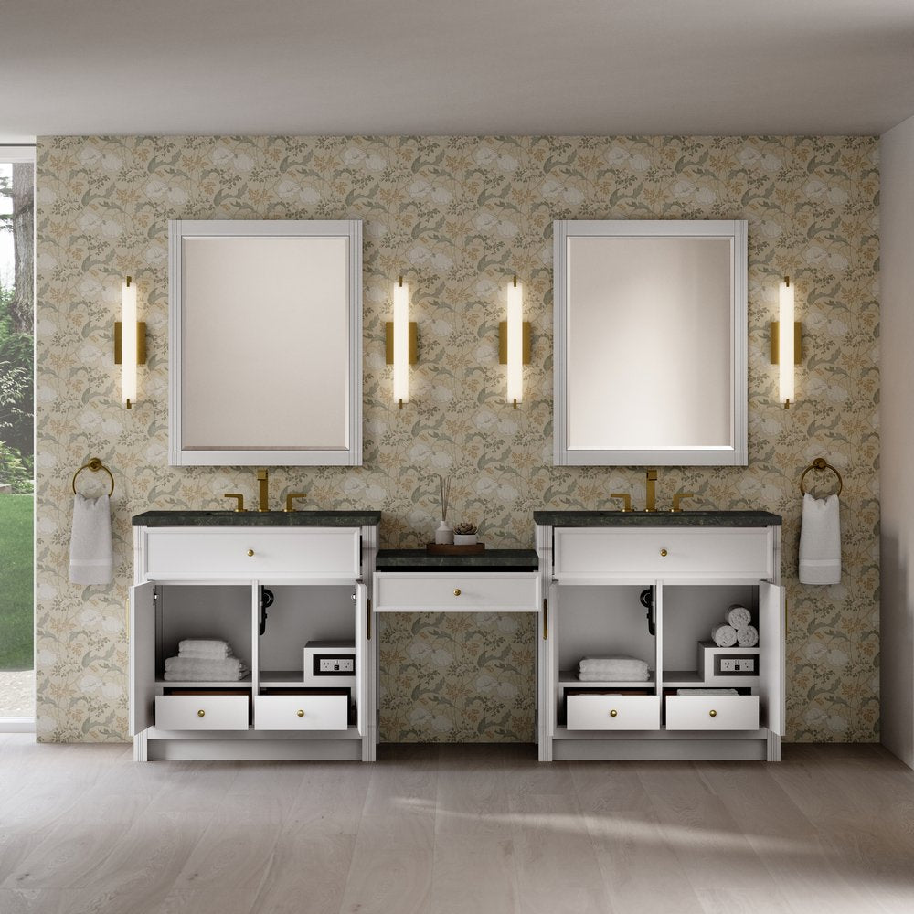 James Martin - Bellshire 96" Dual Vanity Set with 24" Make-Up Counter, Bright White w/3 cm Phantome Eclos Top - 660-VMC96-BW-3PHT view 3