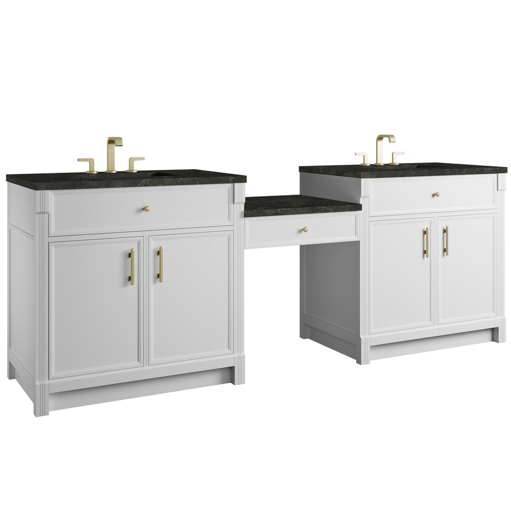 James Martin - Bellshire 96" Dual Vanity Set with 24" Make-Up Counter, Bright White w/3 cm Phantome Eclos Top - 660-VMC96-BW-3PHT view 5
