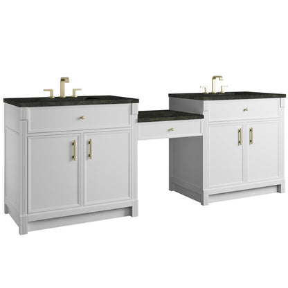 James Martin - Bellshire 96" Dual Vanity Set with 24" Make-Up Counter, Bright White w/3 cm Phantome Eclos Top - 660-VMC96-BW-3PHT view 5