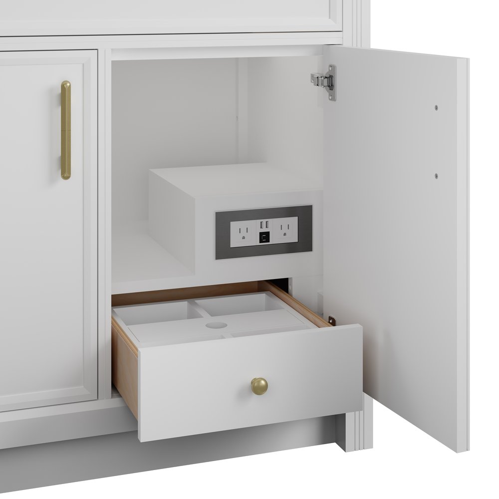 James Martin - Bellshire 96" Dual Vanity Set with 24" Make-Up Counter, Bright White w/3 cm Phantome Eclos Top - 660-VMC96-BW-3PHT view 8