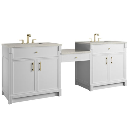 James Martin - Bellshire 96" Dual Vanity Set with 24" Make-Up Counter, Bright White w/3 cm Siberian Silestone Top - 660-VMC96-BW-3SFR view 5