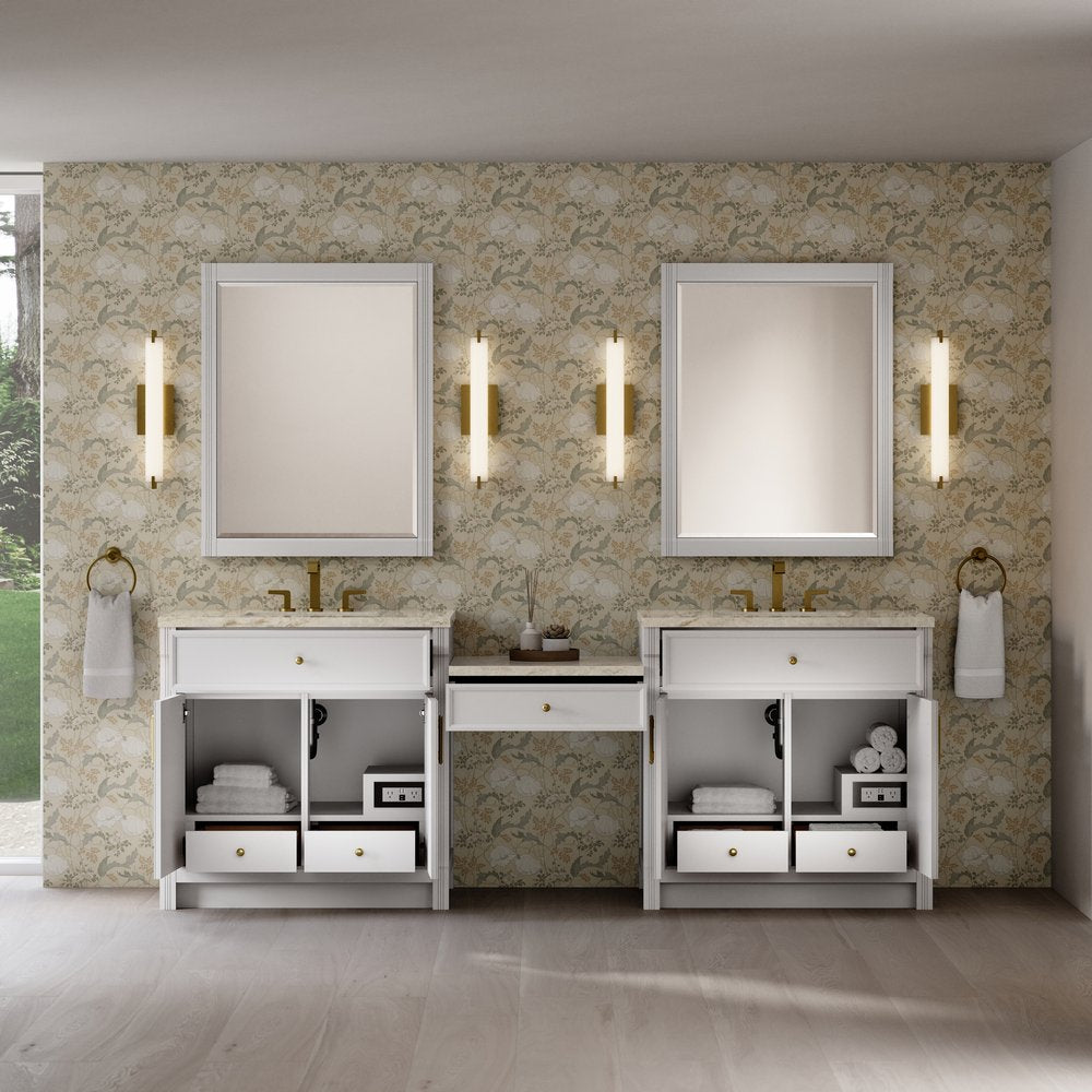 James Martin - Bellshire 96" Dual Vanity Set with 24" Make-Up Counter, Bright White w/3 cm Tajnar Eclos Top - 660-VMC96-BW-3TJR view 3