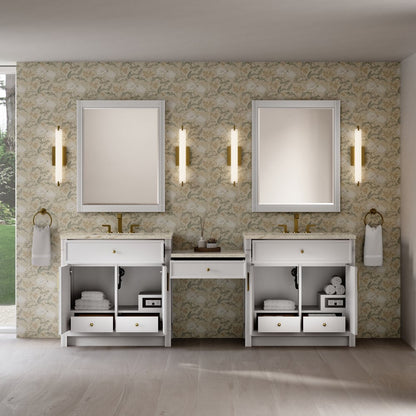 James Martin - Bellshire 96" Dual Vanity Set with 24" Make-Up Counter, Bright White w/3 cm Tajnar Eclos Top - 660-VMC96-BW-3TJR view 3