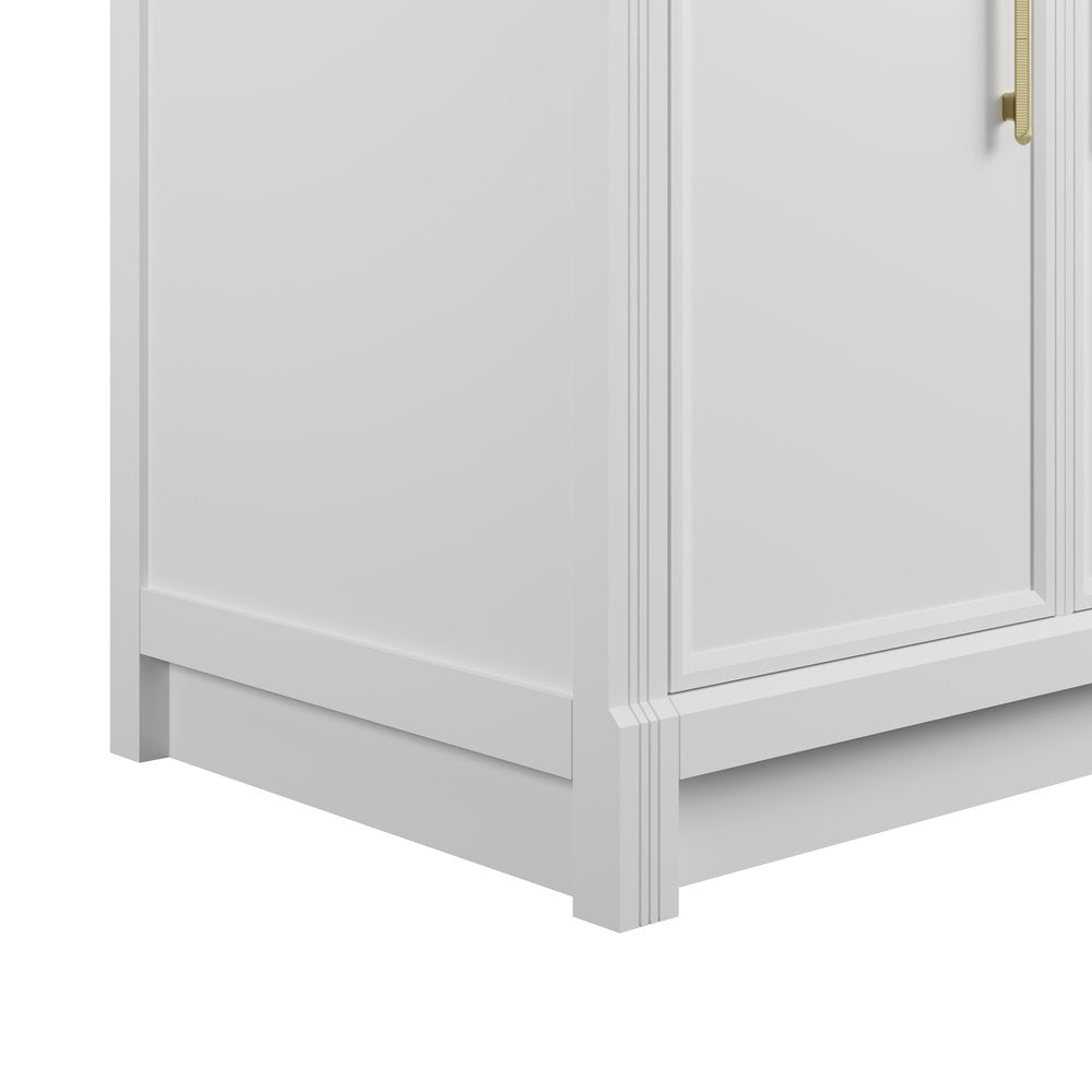 James Martin - Bellshire 96" Dual Vanity Set with 24" Make-Up Counter, Bright White w/3 cm Tajnar Eclos Top - 660-VMC96-BW-3TJR view 7