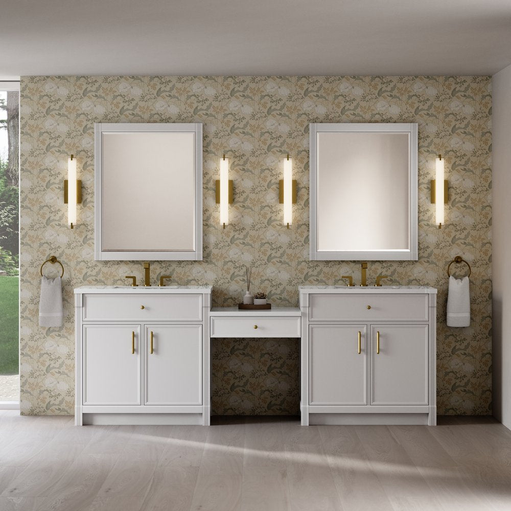 James Martin - Bellshire 96" Dual Vanity Set with 24" Make-Up Counter, Bright White w/3 cm White Zeus Silestone Top - 660-VMC96-BW-3WZ view 2