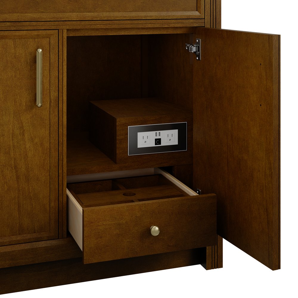 James Martin - Bellshire 96" Dual Vanity Set with 24" Make-Up Counter, Honey Oak w/3 cm Ethereal Noctis Silestone Top - 660-VMC96-HNO-3ENC view 8