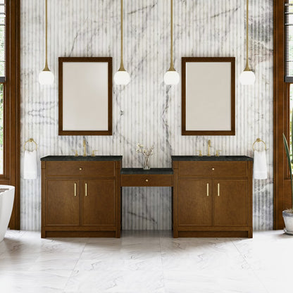 James Martin - Bellshire 96" Dual Vanity Set with 24" Make-Up Counter, Honey Oak w/3 cm Phantome Eclos Top - 660-VMC96-HNO-3PHT view 2