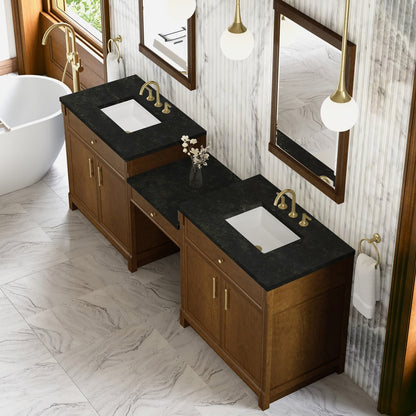 James Martin - Bellshire 96" Dual Vanity Set with 24" Make-Up Counter, Honey Oak w/3 cm Phantome Eclos Top - 660-VMC96-HNO-3PHT view 4