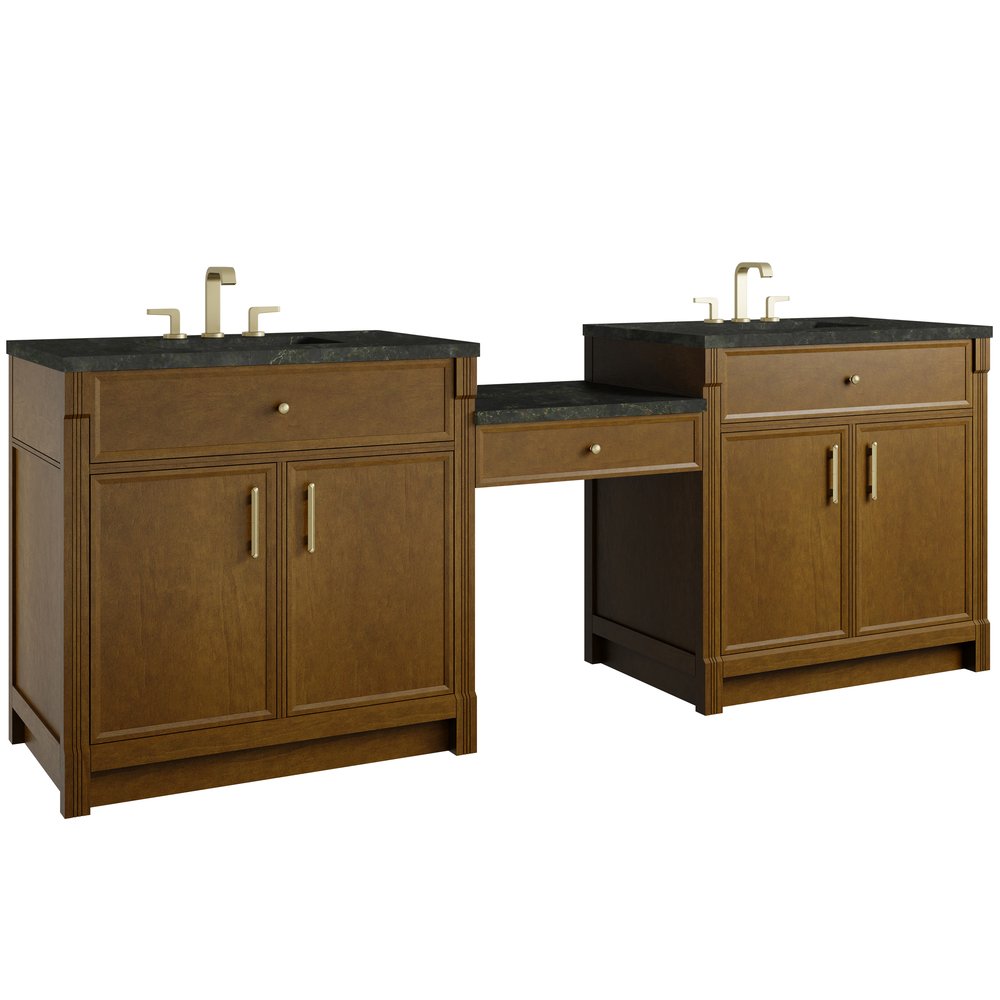 James Martin - Bellshire 96" Dual Vanity Set with 24" Make-Up Counter, Honey Oak w/3 cm Phantome Eclos Top - 660-VMC96-HNO-3PHT view 5