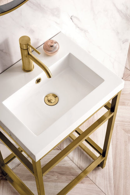 James Martin - Boston 20" Single Console Vanity, Radiant Gold w/ Glossy White Storage, White Glossy Composite Stone - C105V20RGDSCGWWG view 5