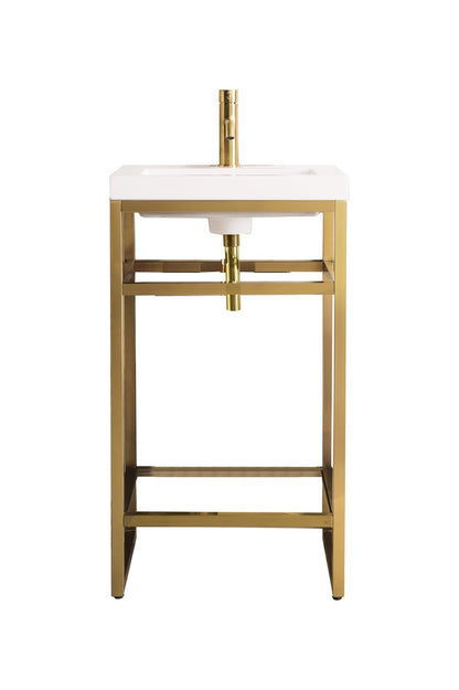 James Martin - Boston 20" Single Console Vanity, Radiant Gold w/ White Glossy Composite Stone Top - C105V20RGDWG view 1