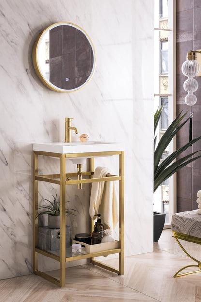 James Martin - Boston 20" Single Console Vanity, Radiant Gold w/ White Glossy Composite Stone Top - C105V20RGDWG view 3
