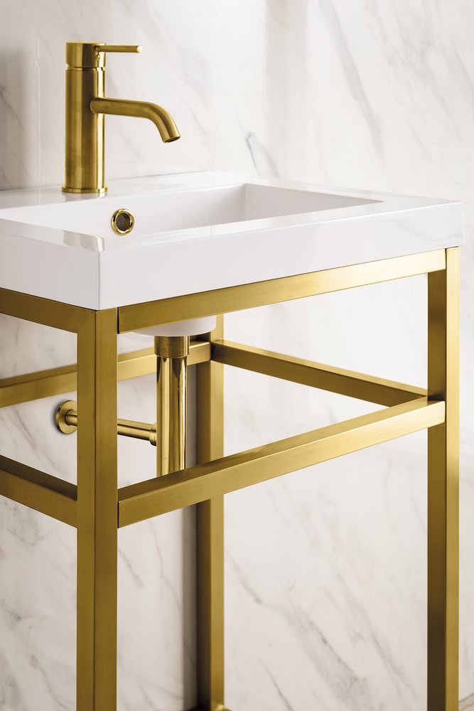 James Martin - Boston 20" Single Console Vanity, Radiant Gold w/ White Glossy Composite Stone Top - C105V20RGDWG view 4