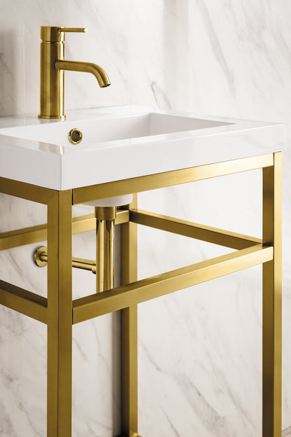 James Martin - Boston 20" Single Console Vanity, Radiant Gold w/ White Glossy Composite Stone Top - C105V20RGDWG view 4