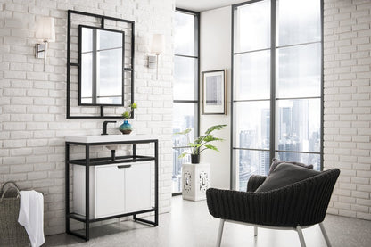 James Martin - Boston 31.5" Single Console Vanity, Matte Black, Glossy White Storage, White Glossy Composite Stone - C105V31.5MBKSCGWWG view 3