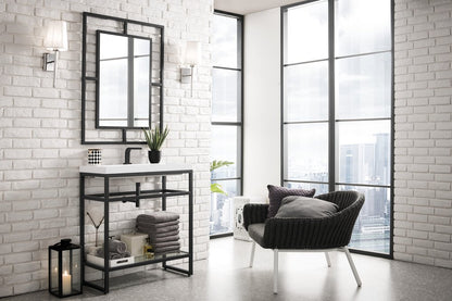 James Martin - Boston 31.5" Single Console Vanity, Matte Black w/ White Glossy Composite Stone Top - C105V31.5MBKWG view 3