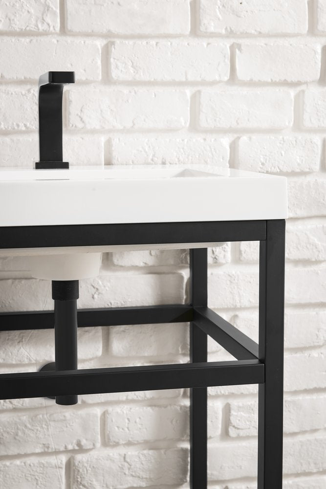 James Martin - Boston 31.5" Single Console Vanity, Matte Black w/ White Glossy Composite Stone Top - C105V31.5MBKWG view 6
