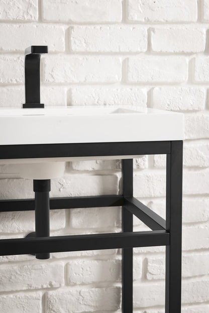 James Martin - Boston 31.5" Single Console Vanity, Matte Black w/ White Glossy Composite Stone Top - C105V31.5MBKWG view 6
