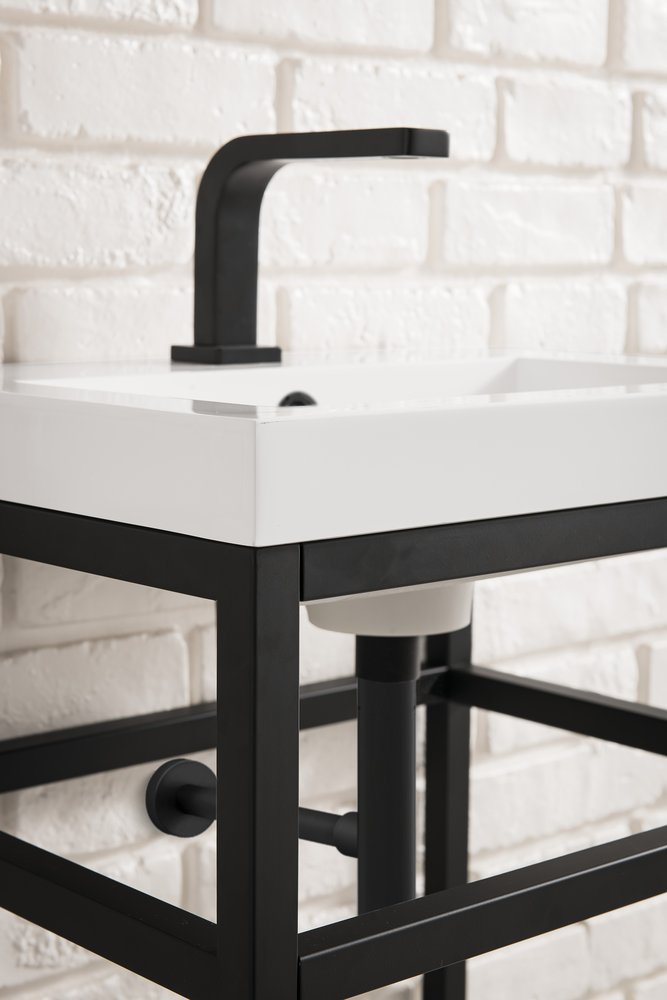 James Martin - Boston 31.5" Single Console Vanity, Matte Black w/ White Glossy Composite Stone Top - C105V31.5MBKWG view 7