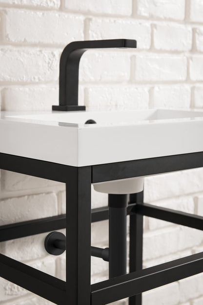 James Martin - Boston 31.5" Single Console Vanity, Matte Black w/ White Glossy Composite Stone Top - C105V31.5MBKWG view 7
