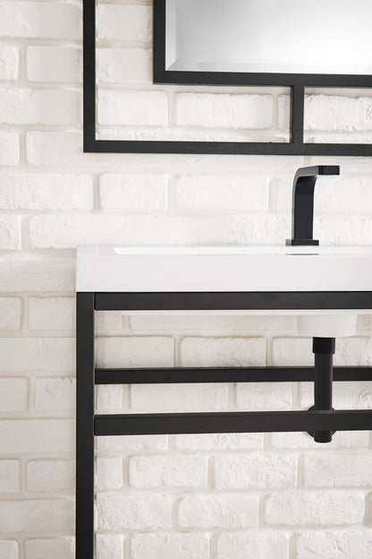James Martin - Boston 31.5" Single Console Vanity, Matte Black w/ White Glossy Composite Stone Top - C105V31.5MBKWG view 9