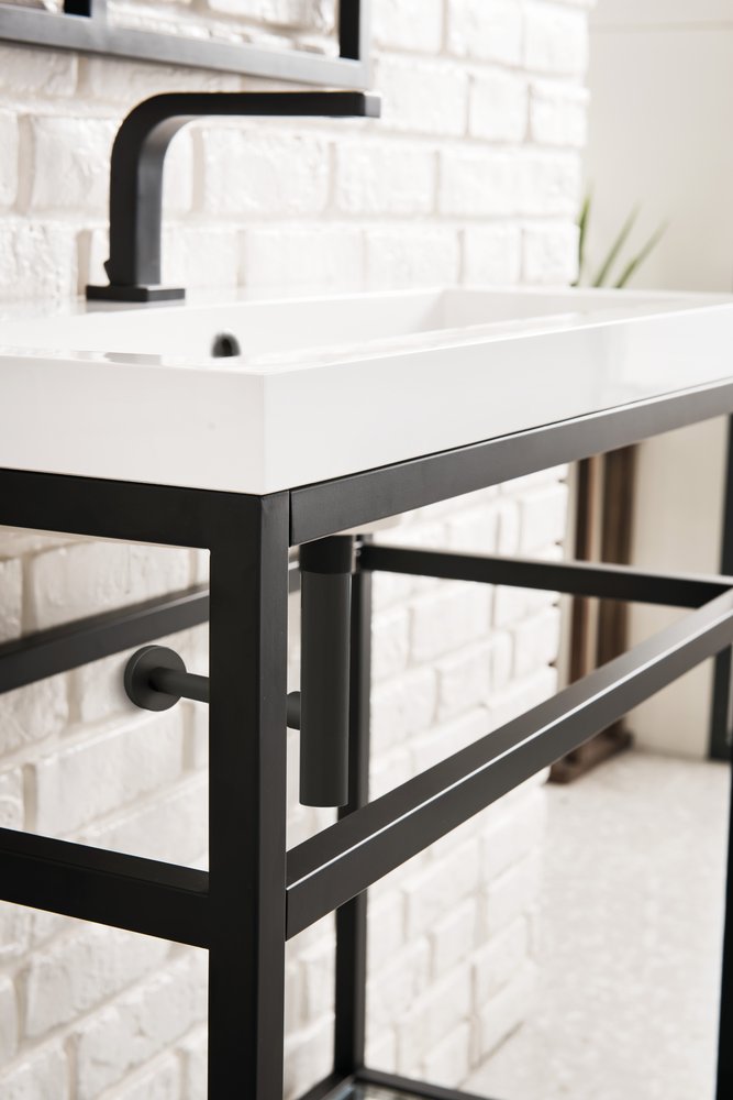 James Martin - Boston 31.5" Single Console Vanity, Matte Black w/ White Glossy Composite Stone Top - C105V31.5MBKWG view 10