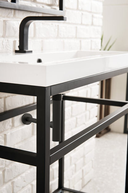 James Martin - Boston 31.5" Single Console Vanity, Matte Black w/ White Glossy Composite Stone Top - C105V31.5MBKWG view 10