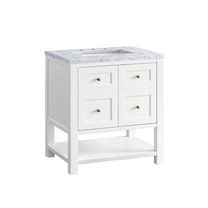 James Martin - Breckenridge 30" Single Vanity, Bright White w/ 3 CM Carrara Marble Top - 330-V30-BW-3CAR view 10