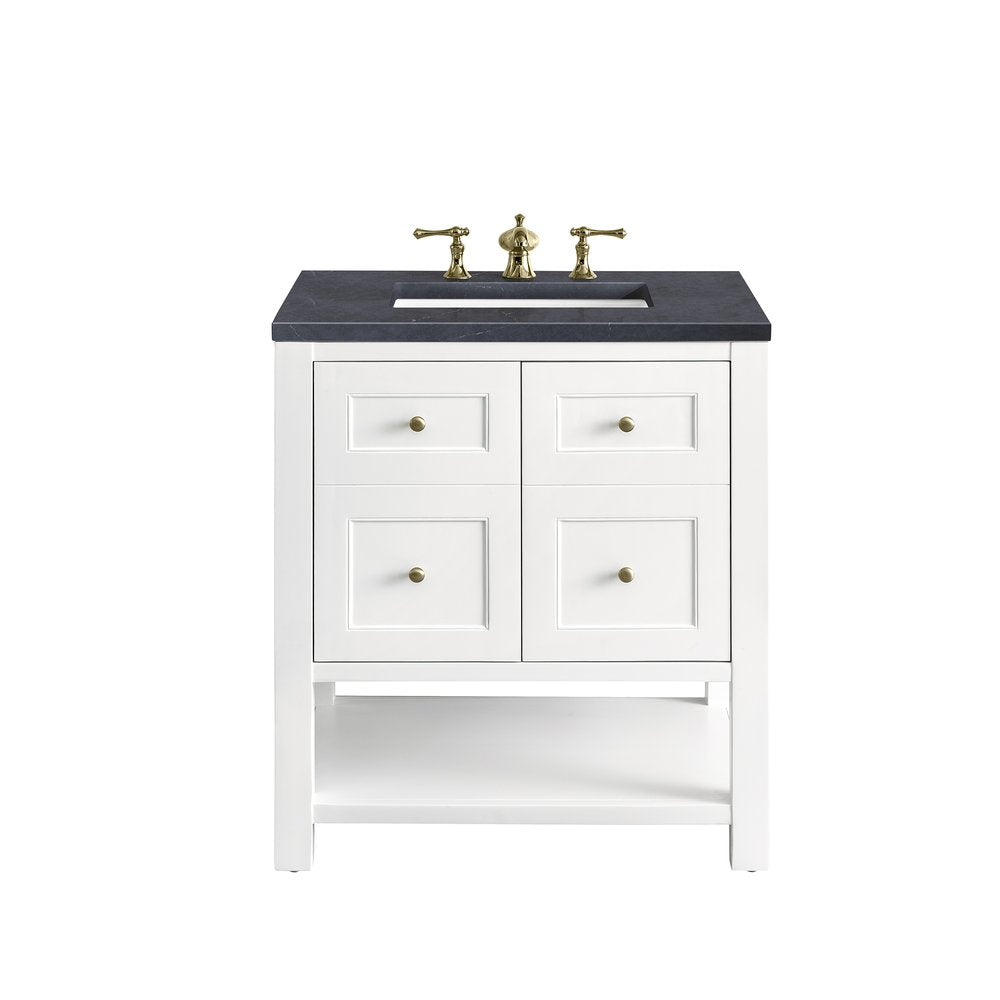 James Martin - Breckenridge 30" Single Vanity, Bright White w/ 3 CM Charcoal Soapstone Top - 330-V30-BW-3CSP view 1