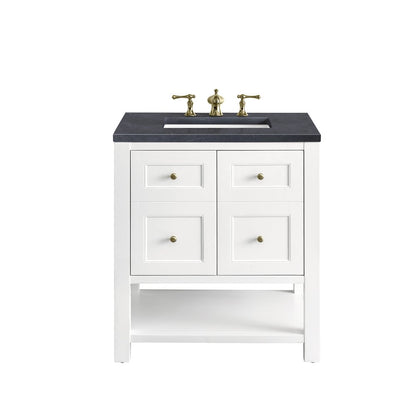 James Martin - Breckenridge 30" Single Vanity, Bright White w/ 3 CM Charcoal Soapstone Top - 330-V30-BW-3CSP view 1