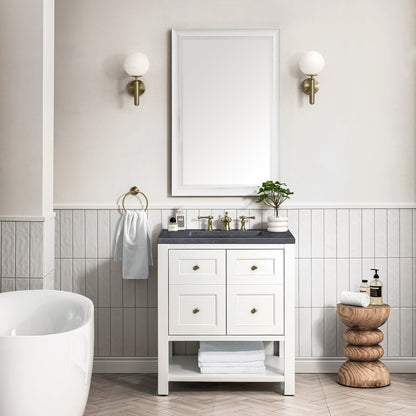 James Martin - Breckenridge 30" Single Vanity, Bright White w/ 3 CM Charcoal Soapstone Top - 330-V30-BW-3CSP view 3