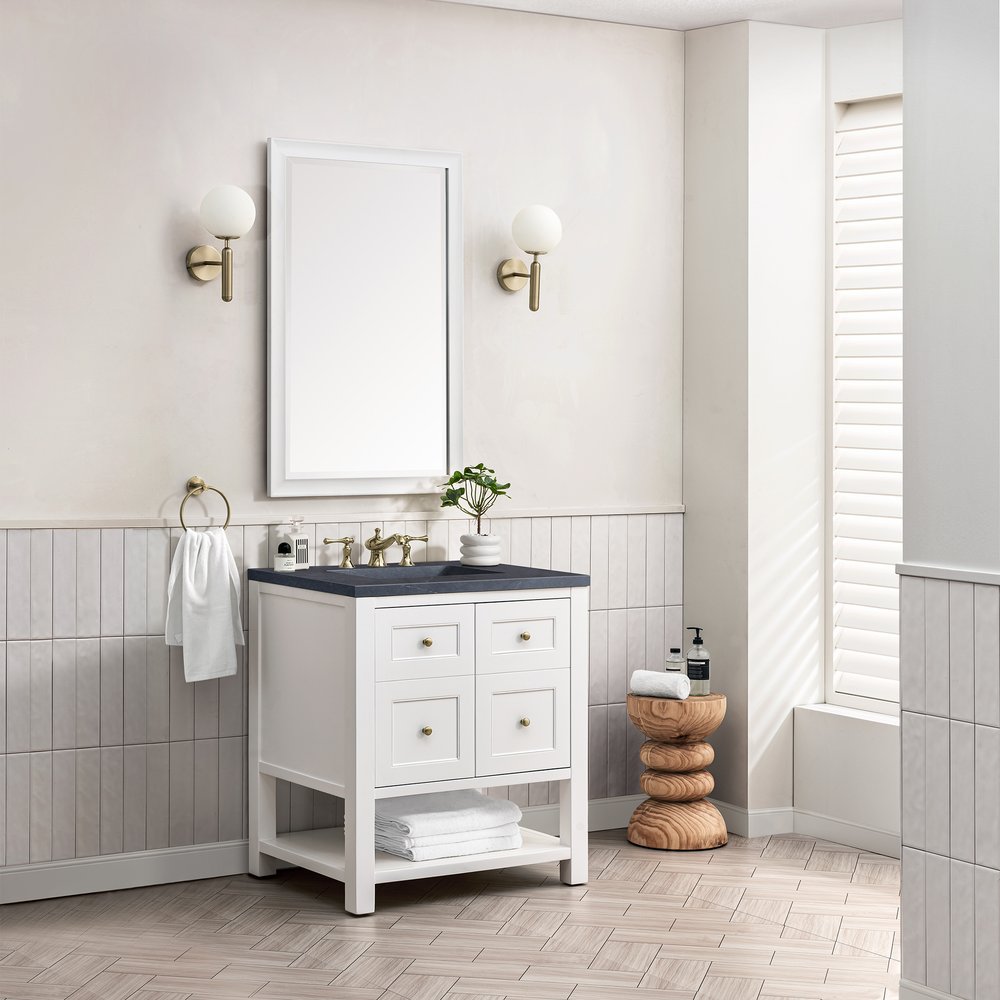 James Martin - Breckenridge 30" Single Vanity, Bright White w/ 3 CM Charcoal Soapstone Top - 330-V30-BW-3CSP view 4