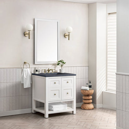 James Martin - Breckenridge 30" Single Vanity, Bright White w/ 3 CM Charcoal Soapstone Top - 330-V30-BW-3CSP view 4
