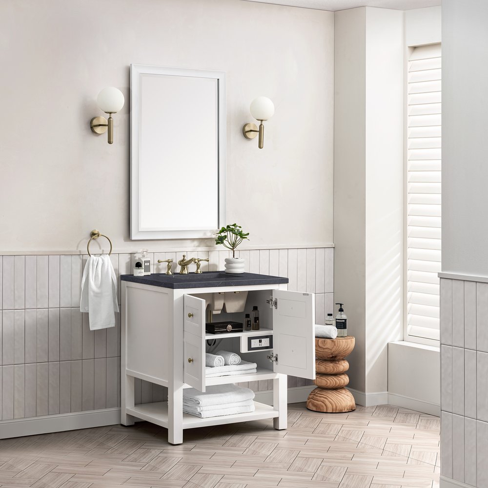 James Martin - Breckenridge 30" Single Vanity, Bright White w/ 3 CM Charcoal Soapstone Top - 330-V30-BW-3CSP view 5