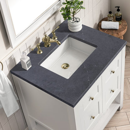 James Martin - Breckenridge 30" Single Vanity, Bright White w/ 3 CM Charcoal Soapstone Top - 330-V30-BW-3CSP view 7