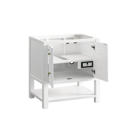James Martin - Breckenridge 30" Single Vanity, Bright White w/ 3 CM Charcoal Soapstone Top - 330-V30-BW-3CSP view 8