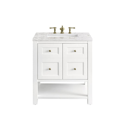 James Martin - Breckenridge 30" Single Vanity, Bright White w/ 3 CM Eternal Jasmine Pearl Top - 330-V30-BW-3EJP view 1