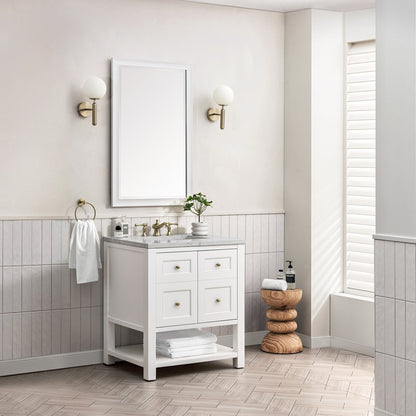 James Martin - Breckenridge 30" Single Vanity, Bright White w/ 3 CM Eternal Jasmine Pearl Top - 330-V30-BW-3EJP view 3