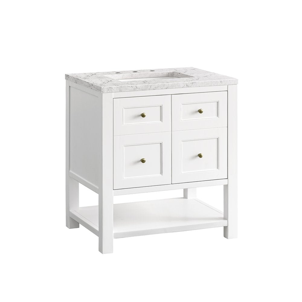 James Martin - Breckenridge 30" Single Vanity, Bright White w/ 3 CM Eternal Jasmine Pearl Top - 330-V30-BW-3EJP view 7