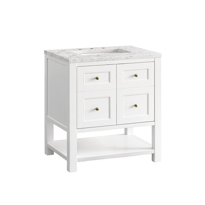 James Martin - Breckenridge 30" Single Vanity, Bright White w/ 3 CM Eternal Jasmine Pearl Top - 330-V30-BW-3EJP view 7
