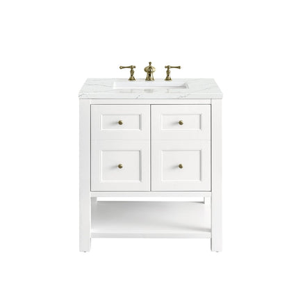 James Martin - Breckenridge 30" Single Vanity, Bright White w/ 3 CM Ethereal Noctis Top - 330-V30-BW-3ENC view 1