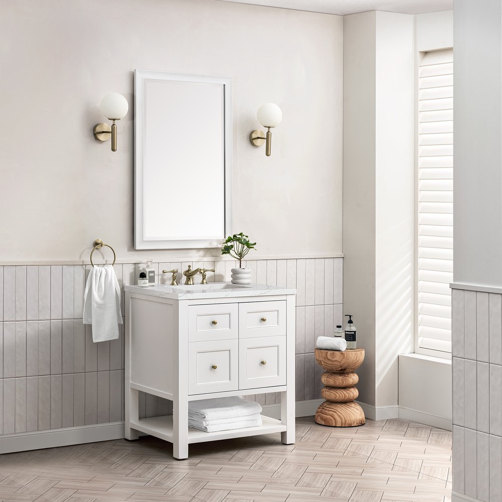 James Martin - Breckenridge 30" Single Vanity, Bright White w/ 3 CM Ethereal Noctis Top - 330-V30-BW-3ENC view 4
