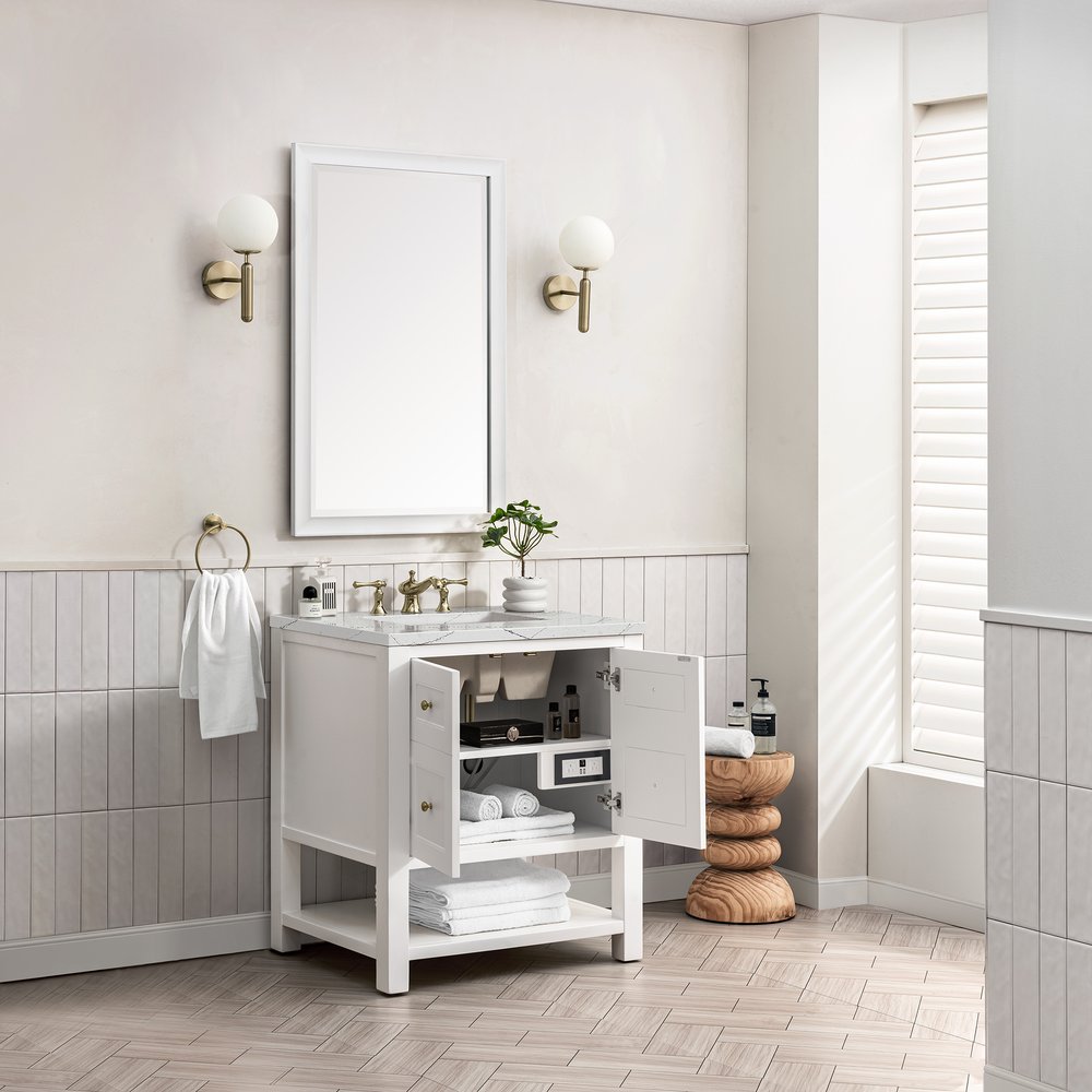 James Martin - Breckenridge 30" Single Vanity, Bright White w/ 3 CM Ethereal Noctis Top - 330-V30-BW-3ENC view 5