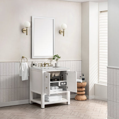 James Martin - Breckenridge 30" Single Vanity, Bright White w/ 3 CM Ethereal Noctis Top - 330-V30-BW-3ENC view 5