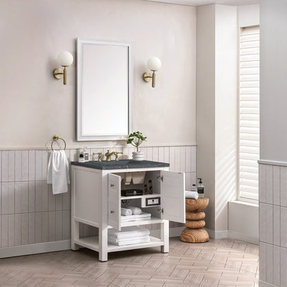 James Martin - Breckenridge 30" Single Vanity, Bright White w/ 3 CM Parisien Bleu Top - 330-V30-BW-3PBL view 5